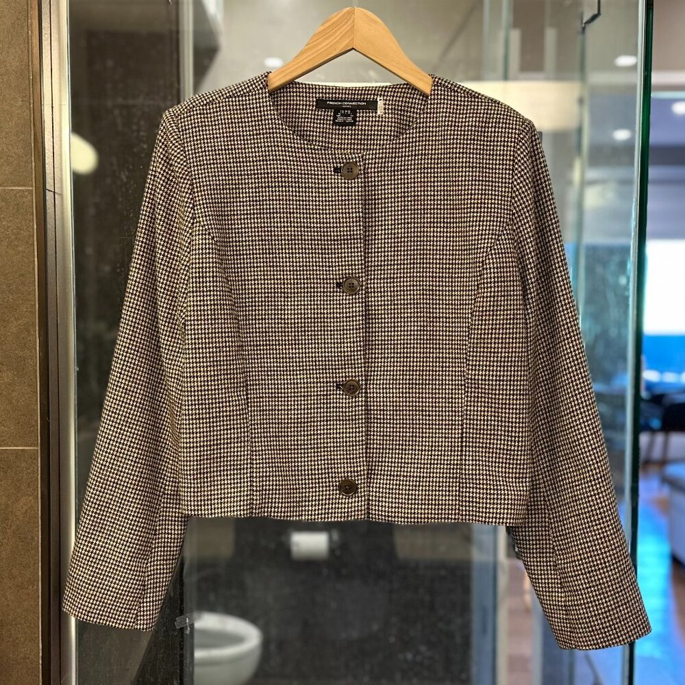 French Connection Houndstooth Check Collarless Cr… - image 8